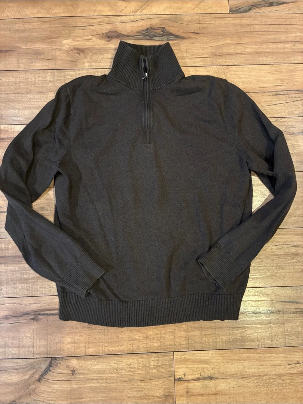 Banana Republic Cotton & Cashmere Brown Half-Zip Mock Neck Sweater
